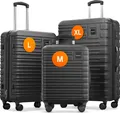 Produktbild: TRAVELY Premium Koffer Set: 77cm, 67cm & 55cm Handgepäck Koffer in einem Set, sehr robuste Reisekoffer mit sanften Rollen & TSA Schloss, Reisekoffer, Koffer & Trolleys