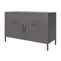 Produktbild: Bradford Metall-Akzentschrank Graphitgrau, 98 x 39 x 63 cm, Sideboard mit 2 Türen und 2 Regalböden, Metallschrank im Spind-Design für Wohnzimmer, Flur und Büro