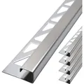 Produktbild: Fliesenschiene Eckprofil Quadratprofil Edelstahl, Fliesenprofil - Gebürstet 2,5m x 12,5mm, 5 Stück - Dalsys