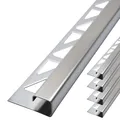 Produktbild: Dalsys 5x Fliesenschiene Eckprofil 2,5m x 12,5mm Quadratprofil Edelstahl Gebürstet, Fliesenprofil