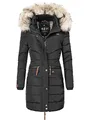 Produktbild: Navahoo Damen Wintermantel warmer Steppmantel lang mit abnehmbarer Kunstfell-Kapuze Paula Schwarz Gr. XS