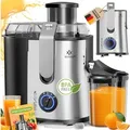 Produktbild: KESSER® Entsafter für Obst und Gemüse aus Edelstahl 1100W große 85 mm Einfüllöffnung inkl. Reinigungsbürste und Saftbehälter 3 Geschwindigk... - Silber