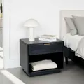 Produktbild: IDIMEX Nachttisch Bora aus massivem Mangoholz, Schwarz - Design Nachttisch mit 1 Schublade, Beistelltisch Massivholz, Ablagetisch moderner Stil, pflegeleicht und robust.
