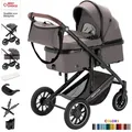 Produktbild: Daliya® FLEXI-PRO M 2in1 Kombikinderwagen Buggy Sportwagen Reise-Kinderwagen Leichter Babywagen Klappbar mit Liegefunktion Höhenverstellbar Umbau... - Braun/Grau