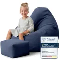 Produktbild: DreamRoots Sitzsack Erwachsene Cord oder Kinder - Bean Bag Sofa - Sitzsack Cord mit Hocker und Bezug - Sitzsäcke mit Füllung 70x70x70 cm Blueberry Pie