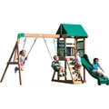 Produktbild: Backyard Discovery Spielturm Buckley Hill aus Holz | XXL Spielhaus für Kinder mit Rutsche, Schaukel und Kletterleiter | Stelzenhaus für den Garten - Braun