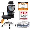 Produktbild: CLOUVOU CleverSeat Bürostuhl Ergonomisch Schreibtischstuhl Höhenverstellbar, 4D-Armlehne, 3D-Kopfstütze, + Rückenkissen [Nr.1 in Preis-Leistung] - Schwarz