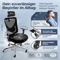 Produktbild: CLOUVOU CleverSeat Bürostuhl, Schreibtischstuhl, ergonomisch, Chefsessel für Arbeitszimmer, 4D Chrom-Metallarmlehne, Blade Wheels, Ergonomic Chair