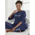 Produktbild: Sweatshirt BENCH. LOUNGEWEAR, Damen, Gr. 36/38, blau (navy), Interlock, Obermaterial: 60% Baumwolle, 40% Polyester, Basic, bequem hüftlang, Rundhals, Rippbündchen, Sweatshirts Sweatshirt, mit Logodruck und Stickerei, Loungewear