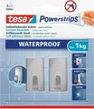 Produktbild: tesa Powerstrips Waterproof Haken S Rechteckig, Metalloptik Handtuchhaken feuchtraumgeeignet