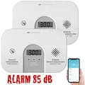 Produktbild: VisorTech 2er-Set WLAN-Kohlenmonoxid-Melder, LCD-Display, 10-Jahres-Sensor, App