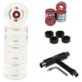 Produktbild: FunTomia 4 Stück (LED) Longboard/Skateboard Rollen (Big Wheels) in 70x51mm 80A inkl. ABEC-9 Kugellager und Metall Spacer 80A Rollenhärte + T-Tool