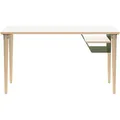 Produktbild: BISLEY Poise Schreibtisch verkehrsweiß rechteckig, 4-Fuß-Gestell eiche 140,0 x 60,0 cm