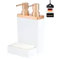 Produktbild: bremermann Spülbecken-Organizer mit Doppel-Spülmittelspender und Schwammhalter (weiß-Rosegold)