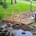 Produktbild: COSTWAY Holzbrücke Holzbrücke mit Geländer naturbelassen Holzsteig 150x67x55