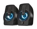 Produktbild: Trust Gemi 2.0 Kompaktes Lautsprecherset mit RGB LED-Beleuchtung, 12 W (6 W RMS), PC Lautsprecher, Lautstärkeregelung, USB-Betrieb Computer Boxen für Laptop, Tablet, Smartphone - Schwarz