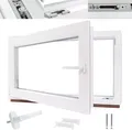 Produktbild: Kellerfenster Kunststofffenster weiß, BxH: 90 x 50 cm / 900 x 500 mm 2-fach Verglasung (32 mm) Dreh-Kipp inkl. Pilzkopfverriegelung, DIN Rechts (Griff Links)