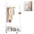 Produktbild: Schwerlast Kleiderständer Garderobenständer auf Rollen Metall +Aufbewahrungskorb