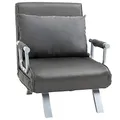 Produktbild: HOMCOM 3 in 1 Schlafsessel Klappbar Schlafsofa mit Bettfunktion Verstellbarer Rückenlehne Kissen Gästebett in Wildlederoptik, Relaxsessel Klappsessel für Wohnzimmer Schlafzimmer 65 x 69 x 80 cm Grau