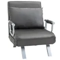 Produktbild: 3-in-1 Schlafsofa Schlafsessel Armlehne Klappbett Gästebett Chaiselongue Grau