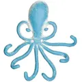 Produktbild: Relaxdays Wandhaken Oktopus, 6 Garderobenhaken, Gusseisen, HBT 16,5 x 15,5 x 4 cm, antiker Schlüsselhaken, hellblau/weiß