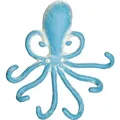 Produktbild: Relaxdays Wandhaken Oktopus, 6 Garderobenhaken, Gusseisen, HBT 16,5 x 15,5 x 4 cm, antiker Schlüsselhaken, hellblau/weiß