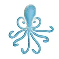 Produktbild: Relaxdays Wandhaken Oktopus, 6 Garderobenhaken, Gusseisen, HBT 16,5 x 15,5 x 4 cm, antiker Schlüsselhaken, hellblau/weiß