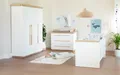 Produktbild: roba® Babyzimmer-Komplettset Lumo - modernes Kinderzimmer aus Holz - Weiß / Artisan Eiche, (Komplett-Set, 3-tlg., Babybett 70 x 140 cm, Wickelkommode, Kleiderschrank), Griffe & Füße aus Massivholz - Skandinavisches Design - MADE IN EUROPE