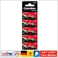 Produktbild: AG7, LR926, LR57 195, Knopfzellen Batterien Alkaline 1,5V Camelion im 10er-Pack