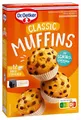 Produktbild: Dr. Oetker Muffins, 380 g, Backmischung für klassischen Rührteig mit Schokostückchen zum Zubereiten von 12 saftigen Muffins, inkl. Papierbackförmchen