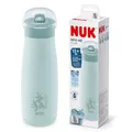 Produktbild: NUK Mini-Me Flip mit Strohhalm für Kleinkinder | ab 12 Monate | 500 ml | Edelstahl-Wasserflasche für Kinder | auslaufsichere stabile Trinköffnung | bruchsicher | blauer Globus