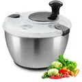 Produktbild: VEVOR Salatschleuder Salattrockner mit Kurbelantrieb 4,5 L, Gemüsetrockner, Waschmaschine, Salatreiniger & Trockner mit Schüsseldeckel aus Edelstahl, Geeignet für Gemüse, Kräuter, Beeren, Früchte
