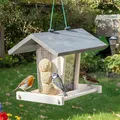 Produktbild: zooprinz Vogelhaus zum aufhängen – nachhaltiger Vogelfutterspender mit stabilen Sitzstangen und Schutz-Dach für Wildvögel – witterungsbeständig und langlebig – Mit Seill