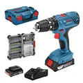 Produktbild: Bosch Professional 18V System Akku Schlagbohrschrauber GSB 18V-21 (inkl. 2x 2.0Ah Akku, 40tlg. Zubehör Set, L-BOXX) - Amazon Exclusive
