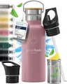 Produktbild: BeMaxx Trinkflasche Edelstahl ACTIVE FLASK rosa Bamboo-Verschluss 530ml
