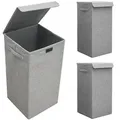 Produktbild: 2er Set 50L Wäschekorb mit Deckel 30x30x60 - XXL Wäschesammler Wäschebox Faltbar