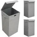Produktbild: 2er Set 50L Wäschekorb mit Deckel 30x30x60 - XXL Wäschesammler Wäschebox Faltbar