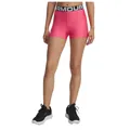 Produktbild: Under Armour Damen HeatGear Shorty, atmungsaktive Sport Shorts mit 4-Wege-Stretchstoff, Kurze Sporthose mit freiliegendem Elastikbund und Schriftzugdetail,Super Pink / / White,LG