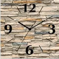 Produktbild: ARTland Wanduhr auf Alu Quarzuhr - schwarzer Zeiger Braune alte Ziegelmauer Größe: 30x30 cm