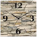 Produktbild: ARTLAND Wanddeko Wanduhr ohne Tickgeräusche Alu Quarzuhr 30x30 cm Quadratisch Lautlos analoge Quarzuhr, 4 Ziffern 30x30 cm Braune alte Ziegelmauer R2QS