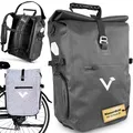Produktbild: Valkental® - 3in1 Fahrradtasche Pro - Das Original - Hochwertiges Nylon - 23L Volumen - Geeignet als Gepäckträgertasche, Rucksack & Umhängetasche - 100% Wasserdicht - Fahrradtasche für Gepäckträger