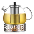 Produktbild: Teekanne Glas 1,5L mit Stövchen, Edelstahlfilter, Teewärmer, spülmaschinenfest