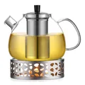 Produktbild: Teekanne 1,5L mit Stövchen Glas Edelstahl Tee-Wärmer spülmaschinenfest