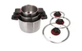 Produktbild: BERGER RedSilva Topfset Induktion 6-tlg. | Camping Kochgeschirr-Set aus Edelstahl | Kochtopf Set Outdoor mit Glasdeckel & klappbaren Griffen | Picknick Topf Geschirrset stapelbar