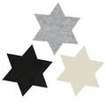 Produktbild: 6 x Filzsterne in vielen Größen von Ø 15 cm bis Ø 40 cm Platzdecken - Platzset - Untersetzer - Tischet aus Filz Farbe Grautöne + Creme gemischt, Größe Ø 40 cm