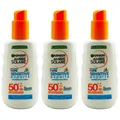 Produktbild: Garnier KIDS SENSITIVE 3x 150ml Sonnen Spray LSF 50+ für Kinder extra wasserfest