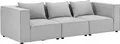 Produktbild: Juskys modulares Sofa Domas M - Couch Wohnzimmer - 3 Sitzer mit Lehnen & Kissen - Stoff Hellgrau