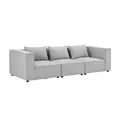 Produktbild: Juskys modulares Sofa Domas M - Couch Wohnzimmer - 3 Sitzer mit Lehnen & Kissen - Stoff Hellgrau