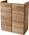 Produktbild: FACKELMANN Mini-Waschtischunterschrank MILANO / Badschrank mit Soft-Close-System / Maße (B x H x T): ca. 52 x 61 x 27,5 cm / Schrank fürs Bad mit 2 Türen / Korpus: Braun hell / Front: Braun hell