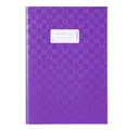 Produktbild: HERMA 7446 Heftumschlag A4 Bast Violett Lila, Hefthülle mit Beschriftungsetikett & Baststruktur aus strapazierfähiger & abwischbarer Polypropylen-Folie, Heftschoner für Schulhefte, farbig
